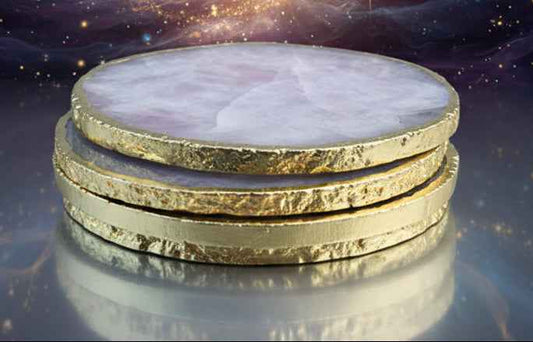 Rose Quartz Agate Coasters - Set of 4 Large Hand-Rounded Personalised Momentos