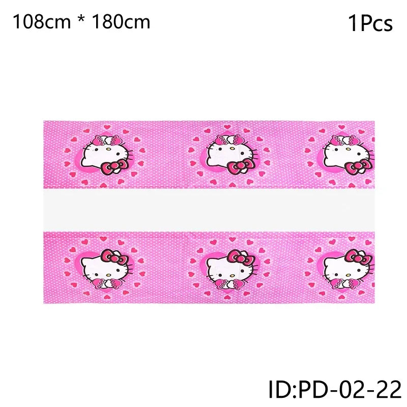 Two pink ribbons with Hello Kitty designs on a white background