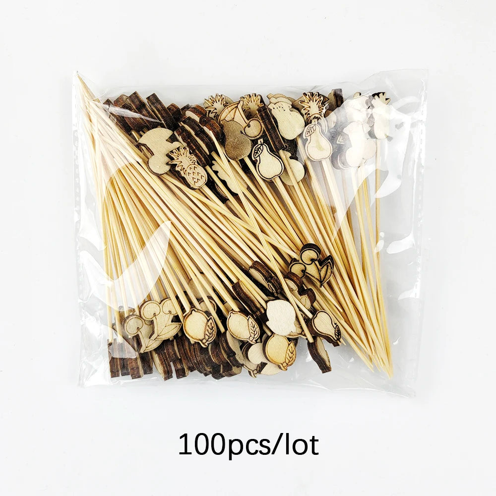 Wedding Pearl Bamboo Wooden Cocktail Picks Fruit Picks Skewer Party Supplies Variety