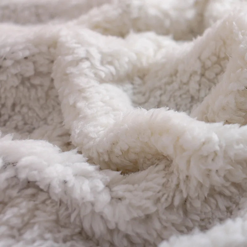 Close-up of a fluffy white blanket