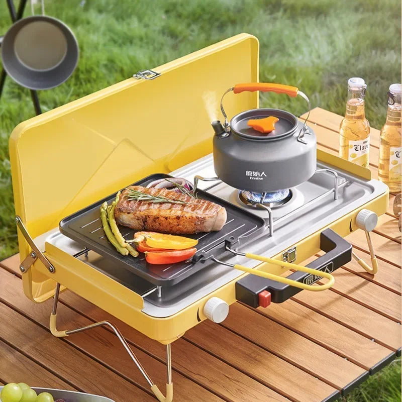 Portable Gas BBQ Grill Double-Headed Grill for Camping and Outdoor Cooking