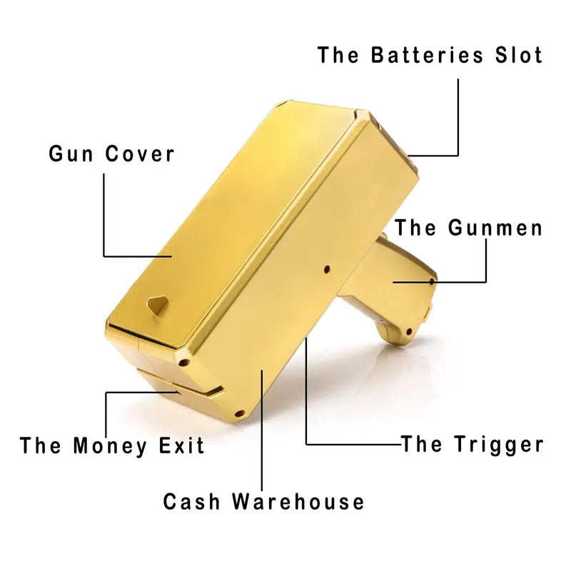 Handheld Cash Shooter for Wedding Birthday Bachelor Party Props Spray Money Gun