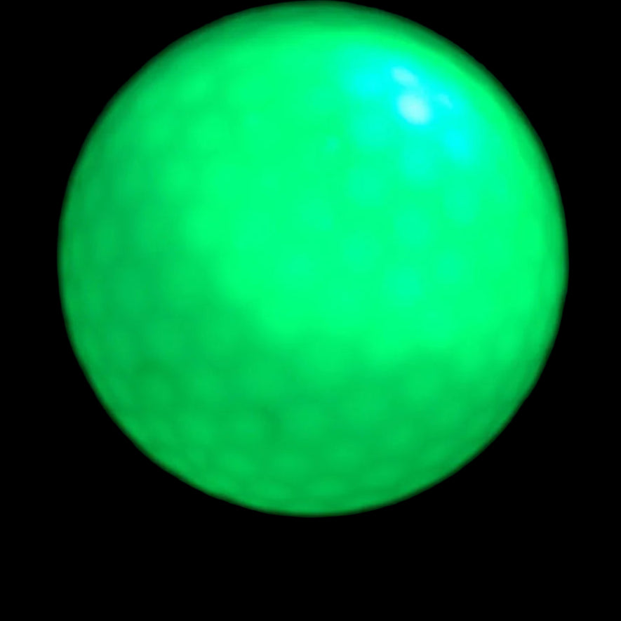 Glowing green ball with '5Pcs' text on a black background
