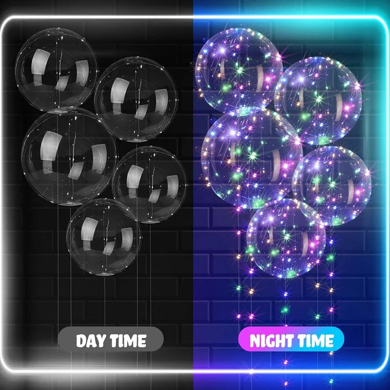 10 Pc LED Light Balloon Transparent Bubble Birthday Wedding Decoration