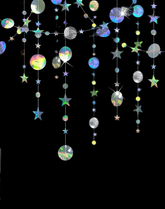 4M Silver Iridescent Paper Banner Frozen Party Supplies Birthday Wedding Decor Bubbles and Stars