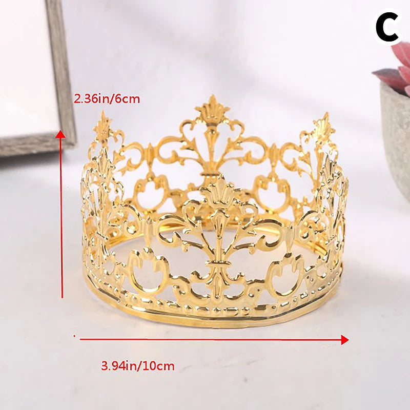 Mini Crown Cake Topper Pearl Tiara for Wedding Birthday Party Cake Decoration
