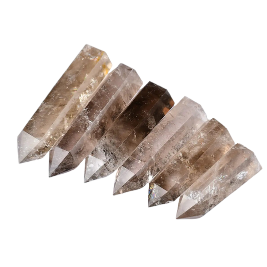 Set of crystal points on a white background