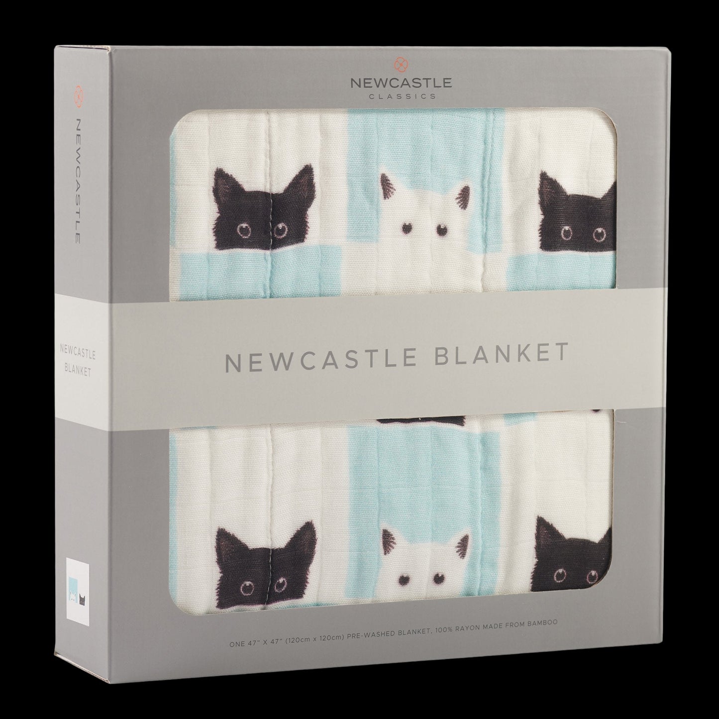 Newcastle blanket packaging with cat pattern