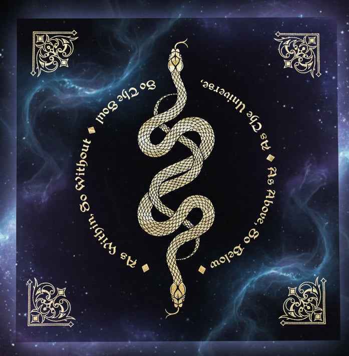Black Gold Alchemical Sigil Altar Cloth