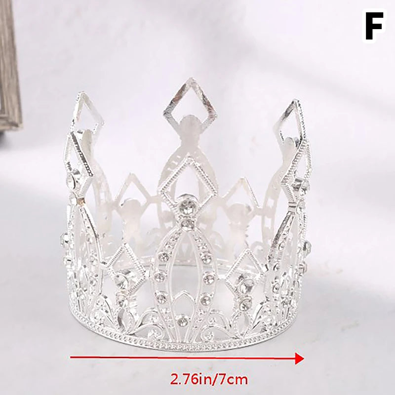 Mini Crown Cake Topper Pearl Tiara for Wedding Birthday Party Cake Decoration