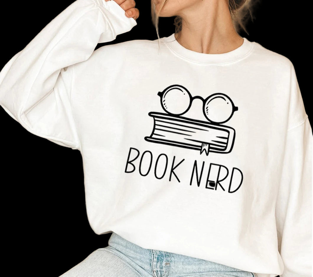 Book Nerd Sweatshirt Book Lover Long Sleeve Crewneck Reading Librarian Casual T