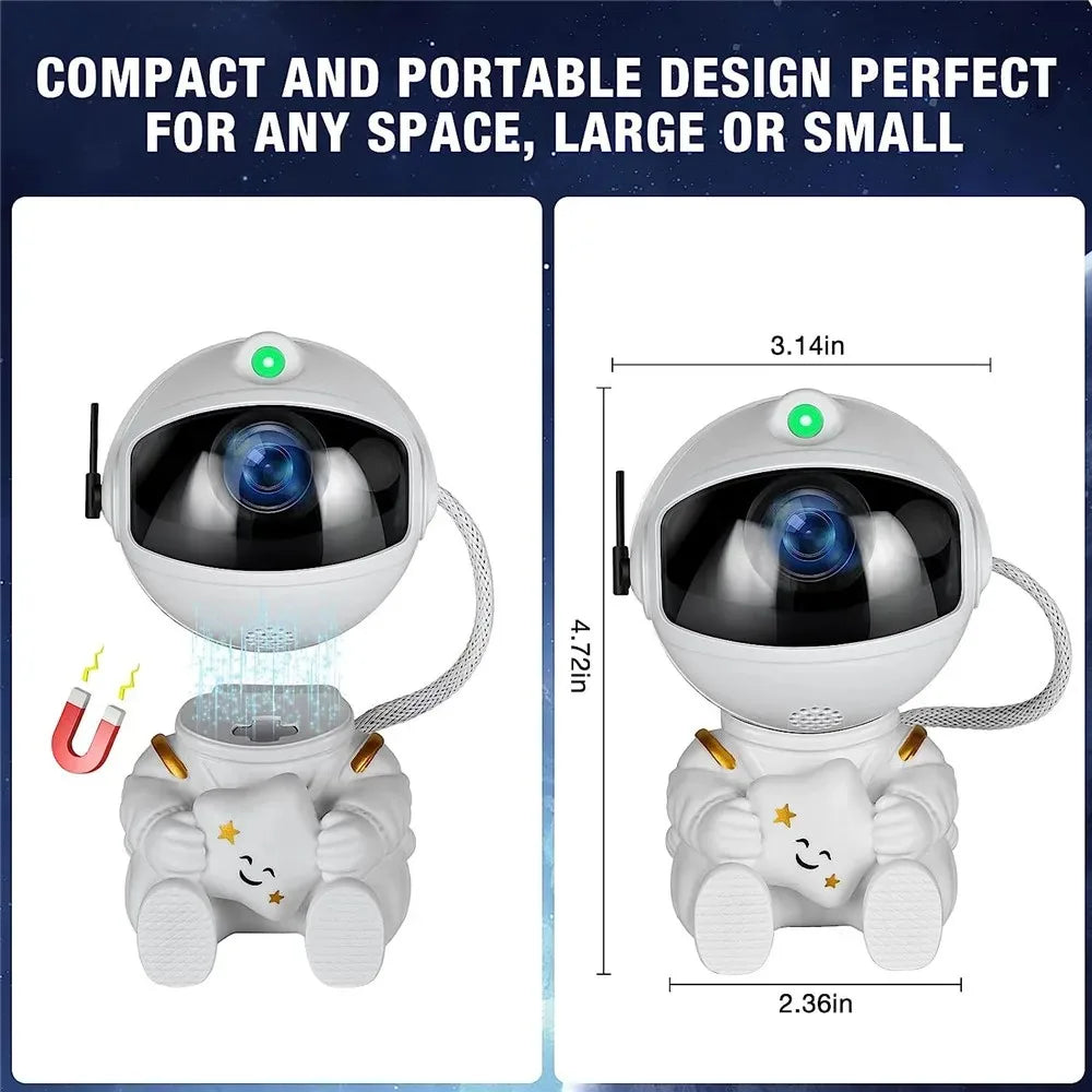 Compact robot toy with dimensions displayed on a blue and white background
