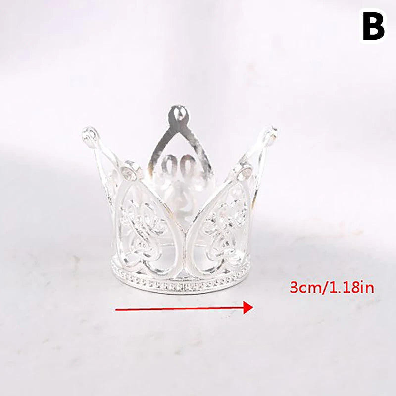 Mini Crown Cake Topper Pearl Tiara for Wedding Birthday Party Cake Decoration