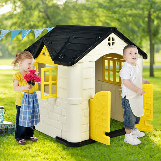 Kid's Playhouse Pretend Toy House For Boys and Girls 7 Pieces Toy Set-Pink