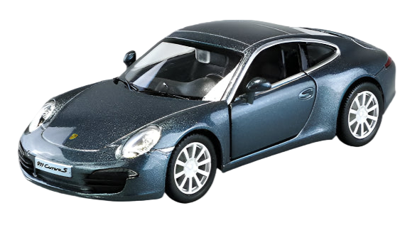 Model car of a Porsche on a white background