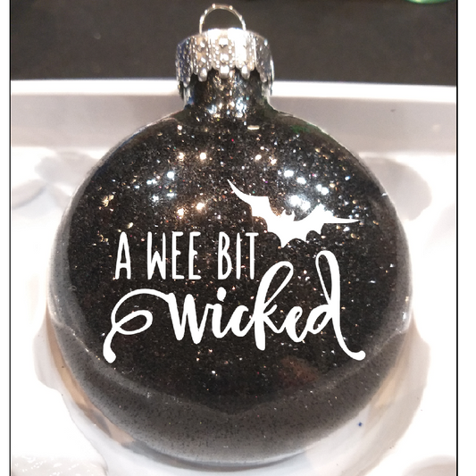 Wee Bit Wicked Glitter Ornament Shatterproof Horror Halloween