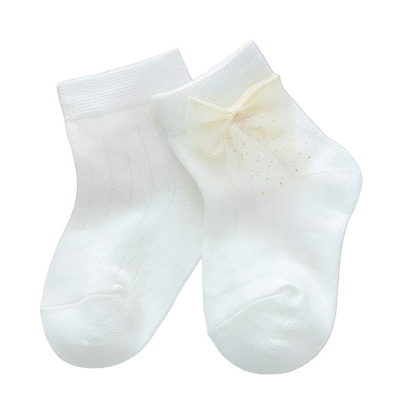 White socks with a bow on a light background