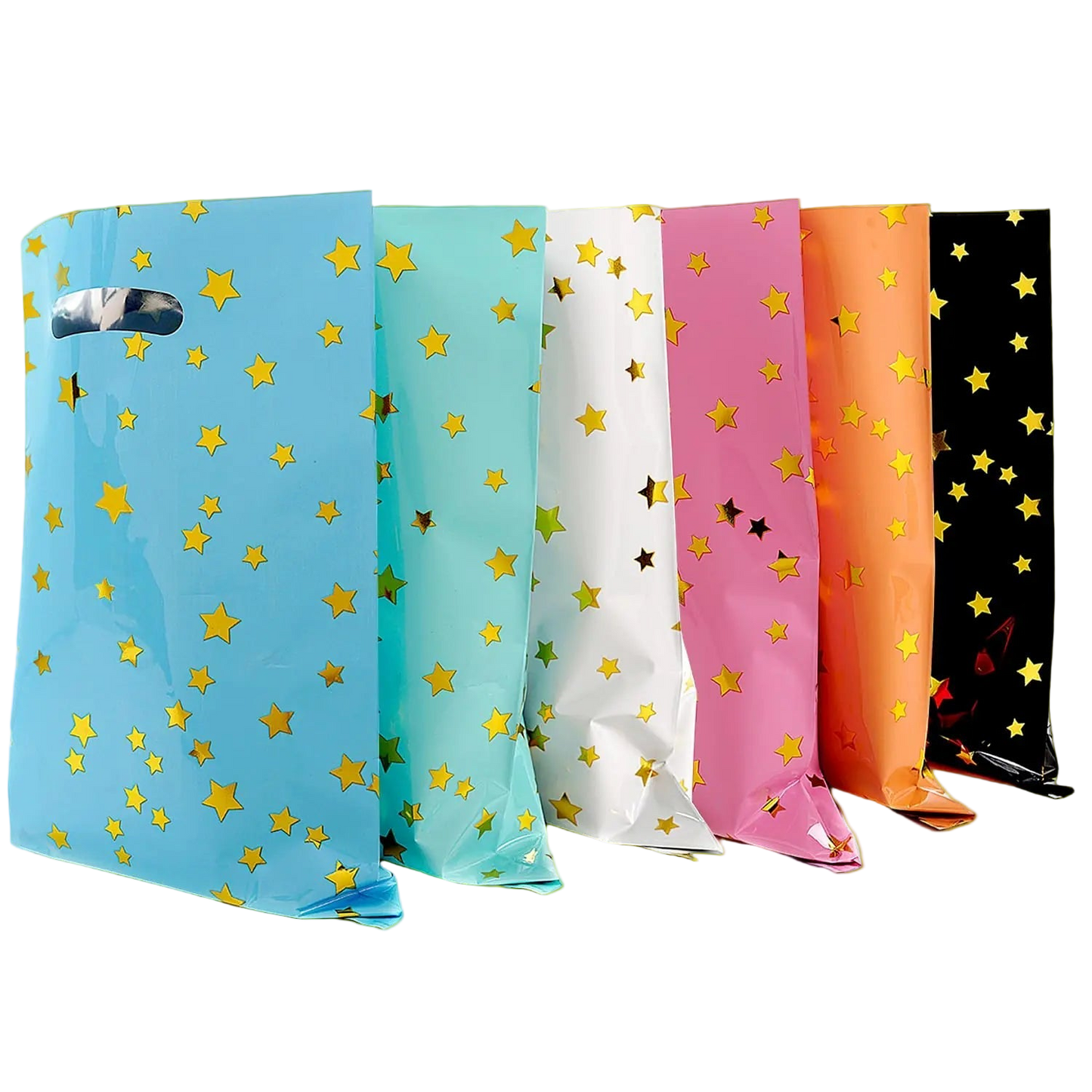 Set of colorful paper sheets with star patterns on a white background