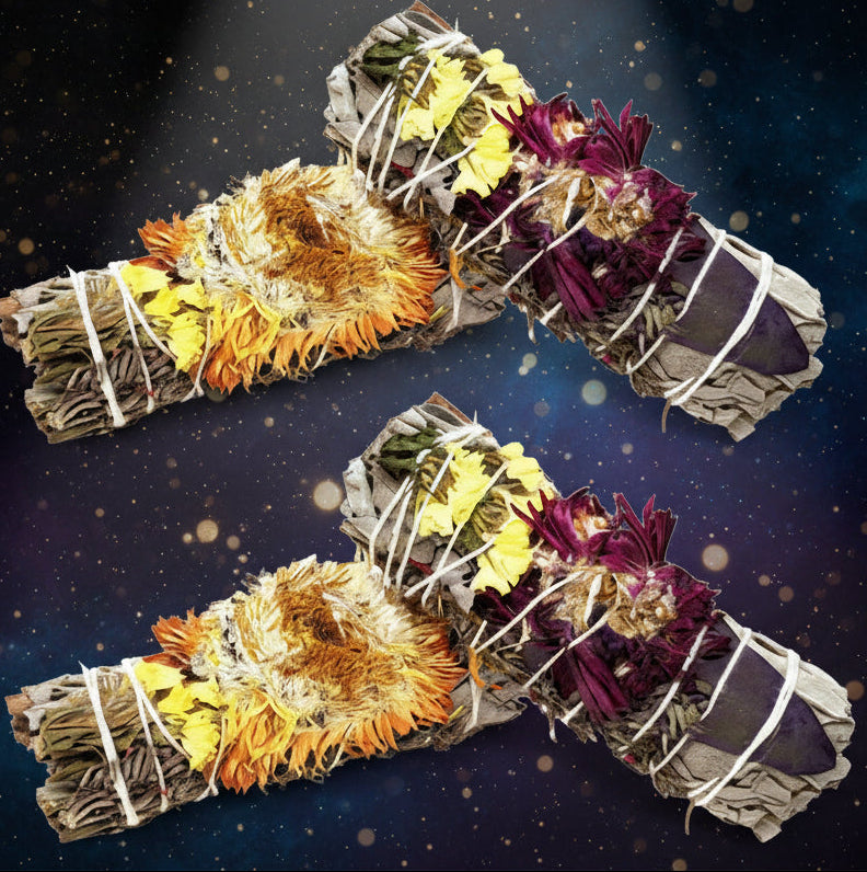 White Sage Purification with Decorated Paperflower for Heart Centering - Lucky Girl Gifts