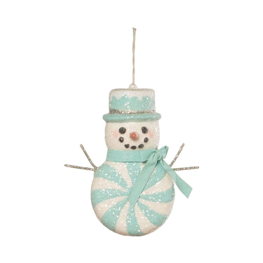 Aqua Peppermint Snowman Ornament by Bethany Lowe Designs-0