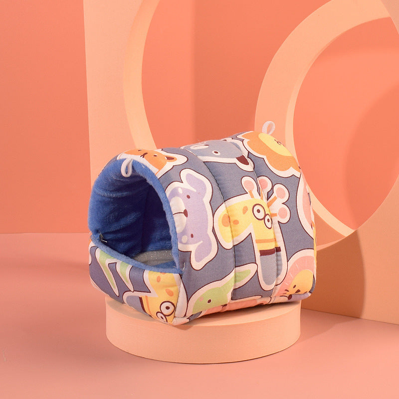 Pet bed with animal pattern on a pink background