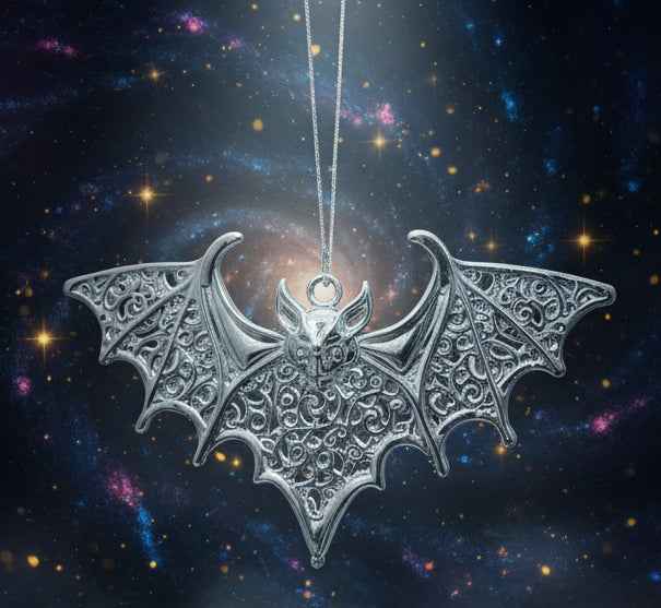 Bat Christmas Ornament Set - Gothic Metallic Tree Decor in Gold, Silver, and Antique Finish
