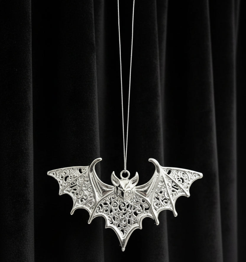 Bat Ornament Set - Gothic Metallic Christmas Tree Decor in Gold, Silver, and Antique Finish - Lucky Girl Gifts