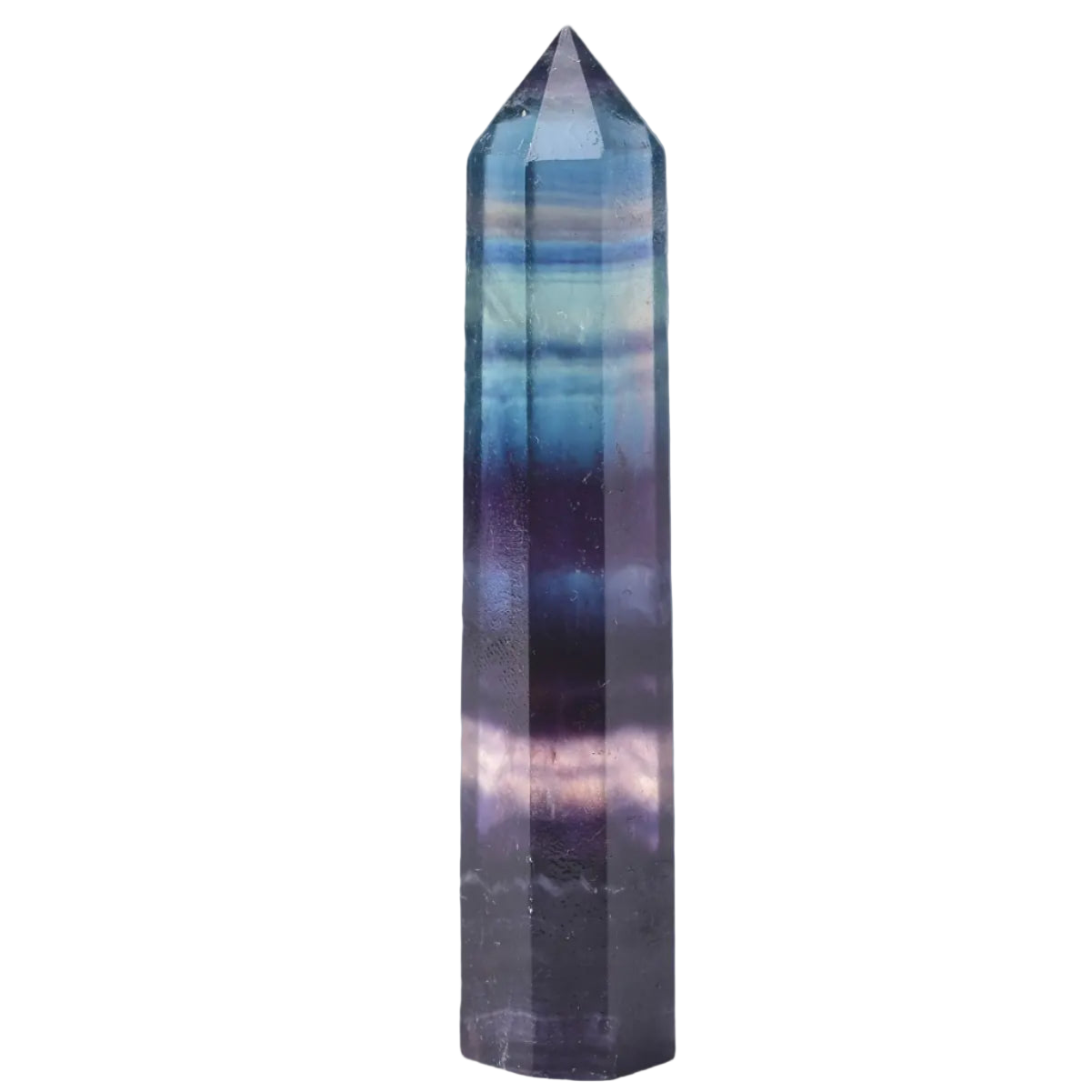 Multicolored crystal tower on a white background