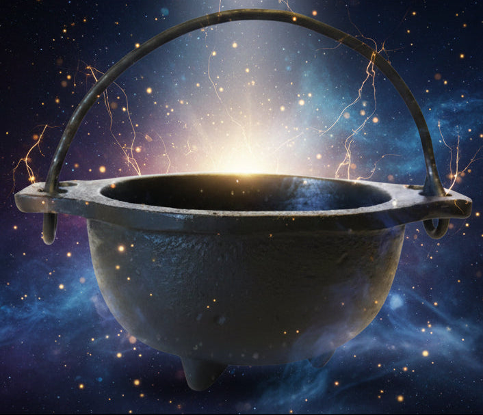 Cast Iron Cauldron with Handle for Smudging, Incense Burning, and Rituals - Lucky Girl Gifts
