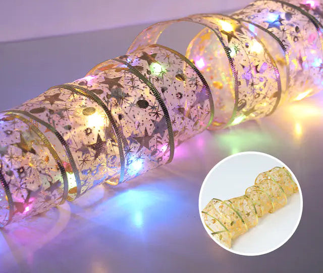 Decorative LED ribbon with multicolor lights on a white background