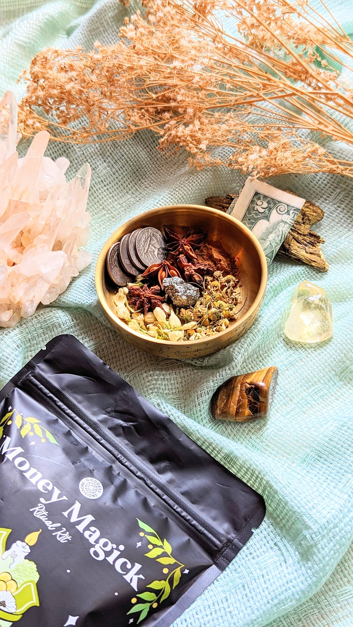 Money Magick Ritual Kit - Abundance Prosperity Manifest - Lucky Girl Gifts