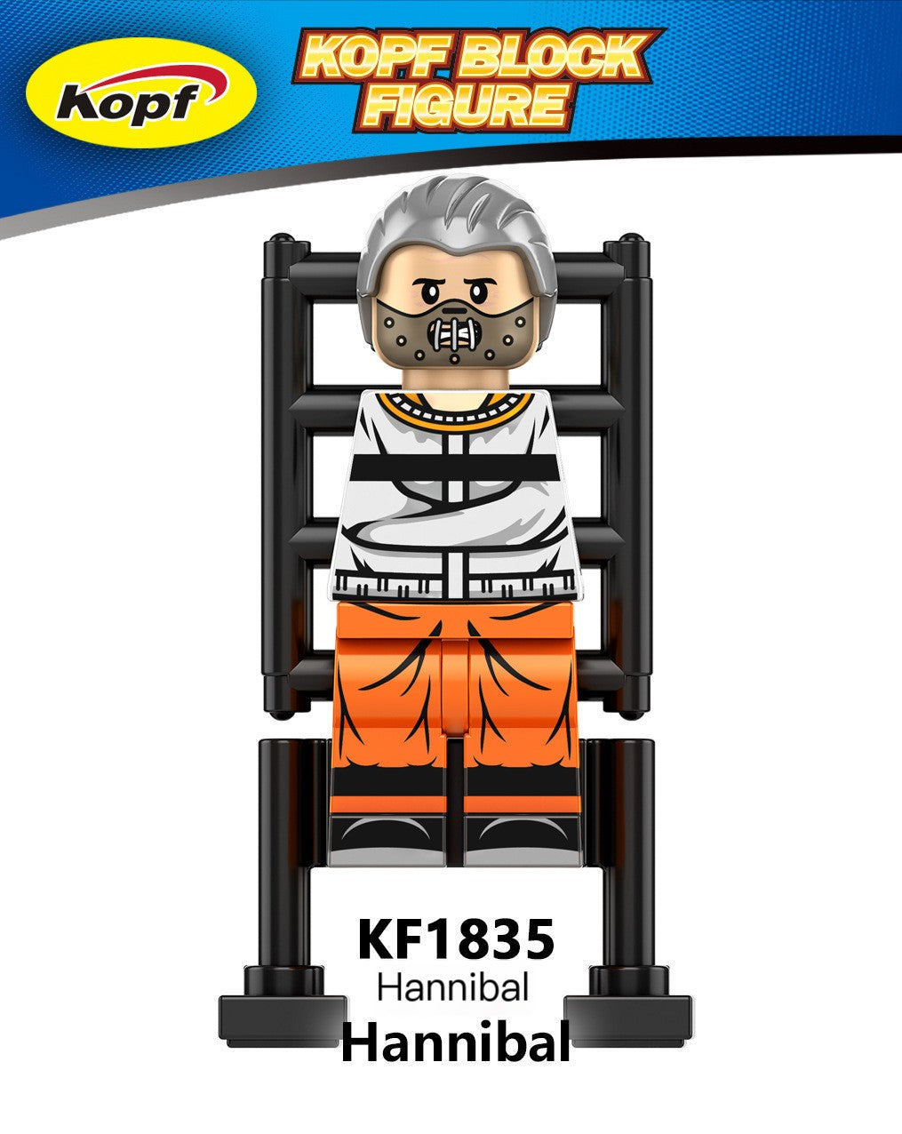 Kopf Block Figure Hannibal with branding and product code on a blue background