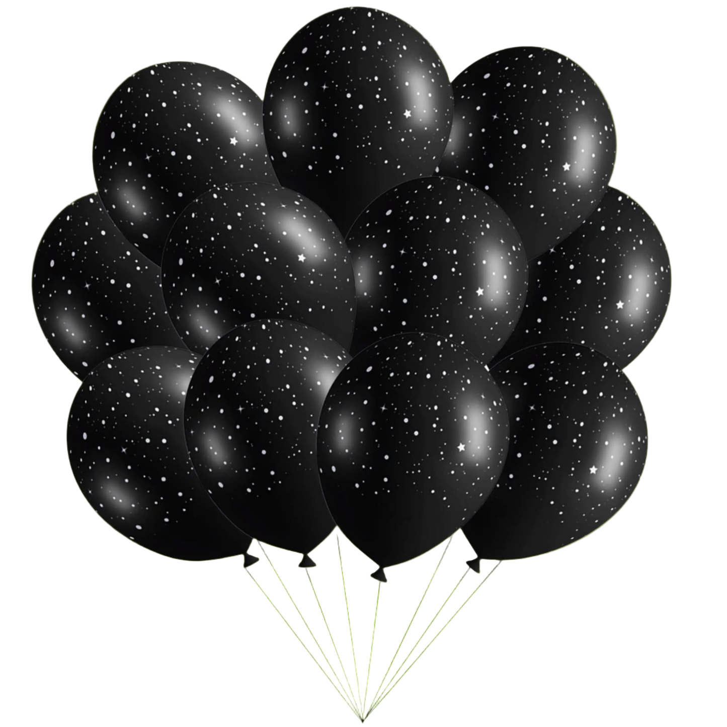 Black balloons with white specks on a white background