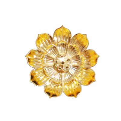 Gold flower-shaped object on a white background