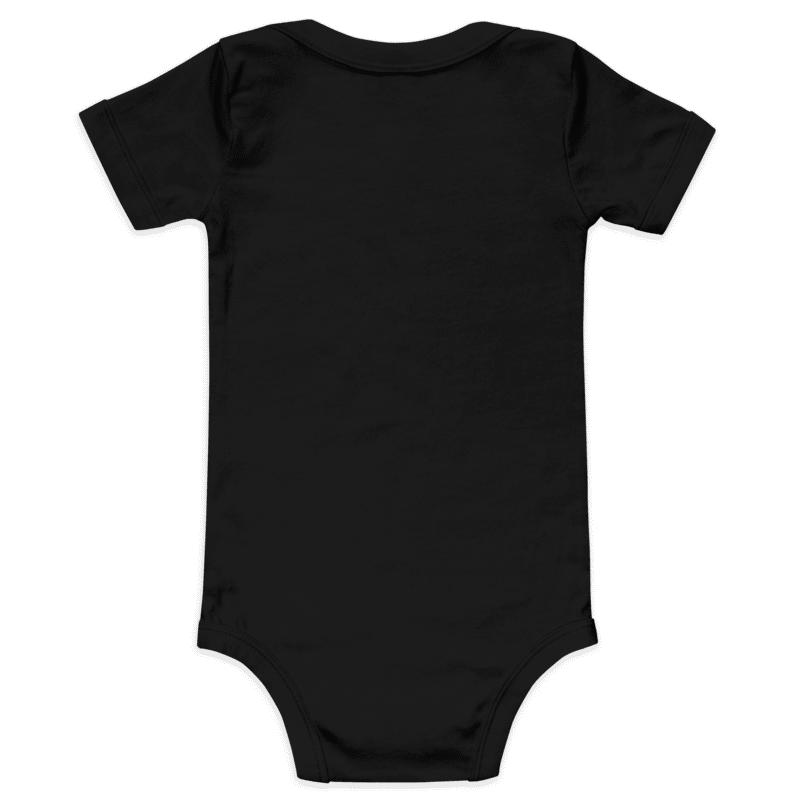 Black baby onesie on a white background