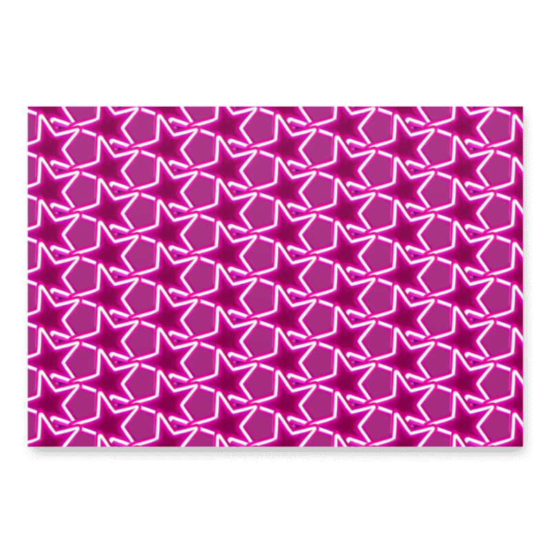 Patterned paper with a geometric star design in pink on a white background
