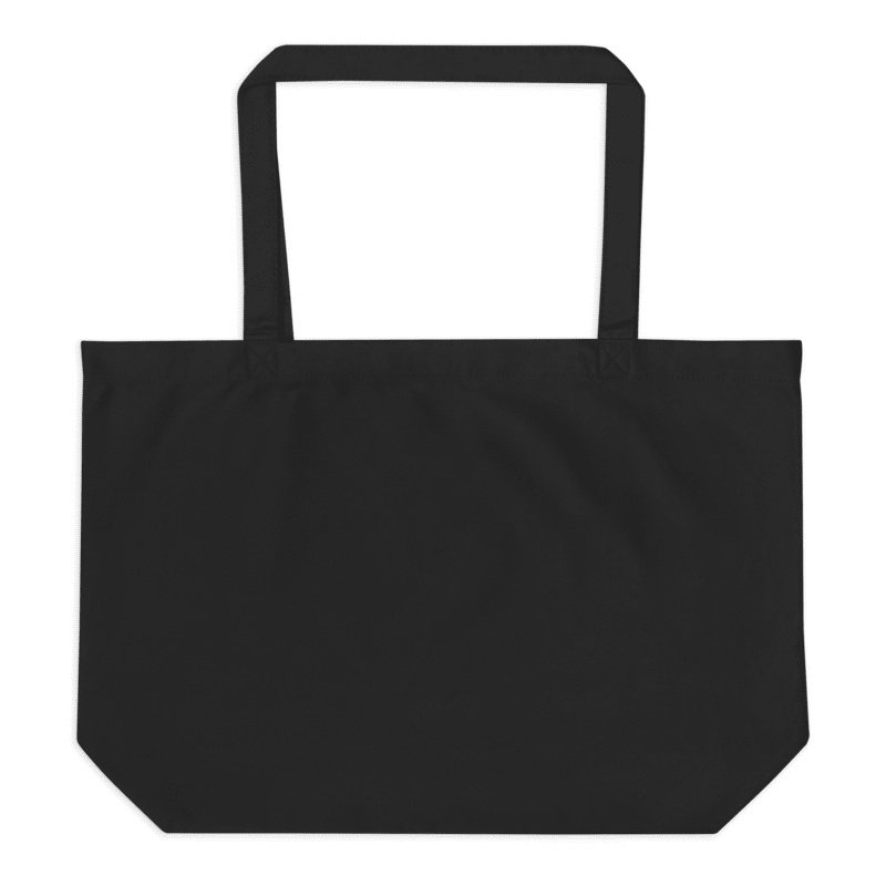 Black tote bag on a white background
