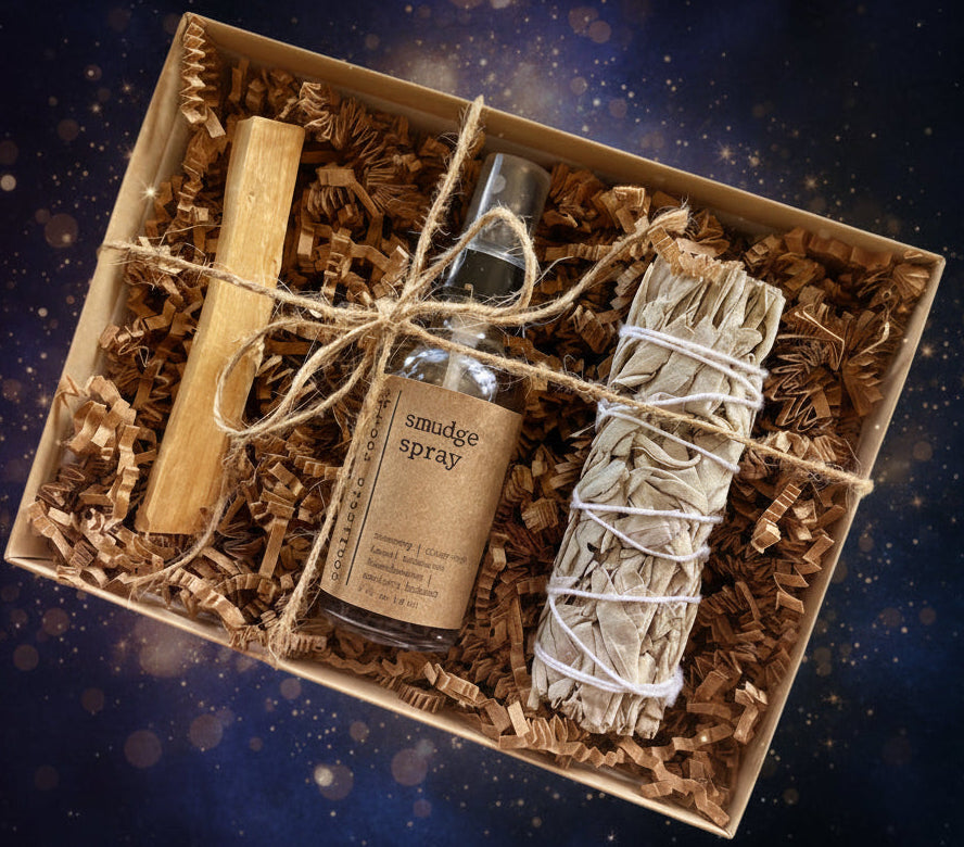 Sage Palo Santo Amethyst Smudge Spray Set for Energy Cleansing - Lucky Girl Gifts