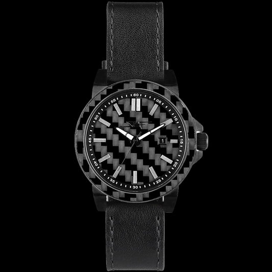 Black watch with a pixelated face on a white background