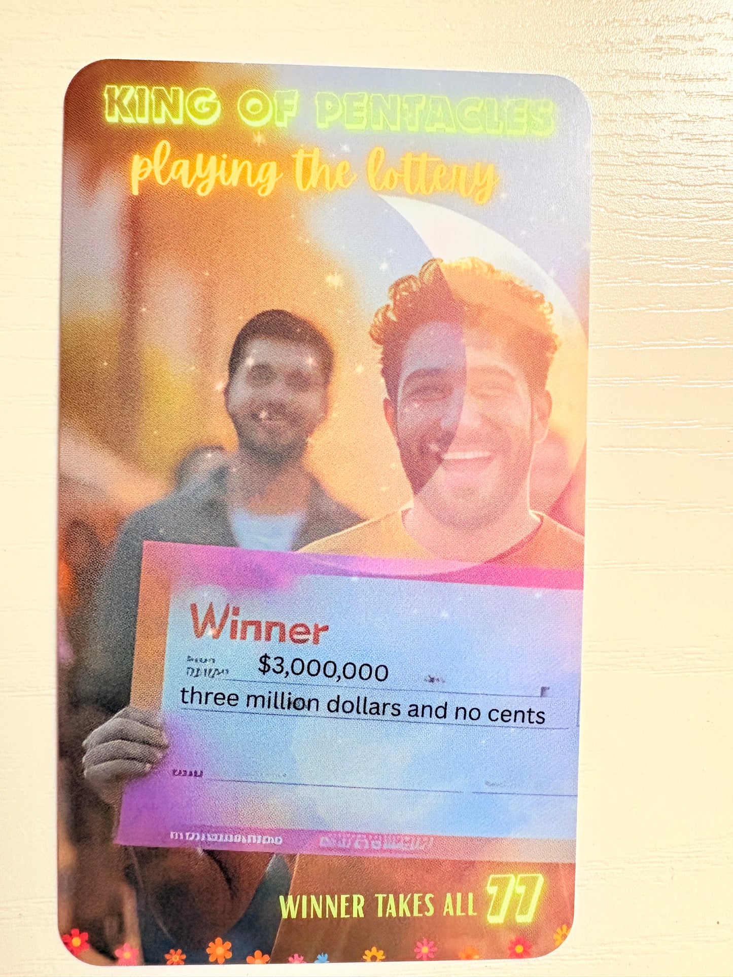 lottery ticket with colorful design and text