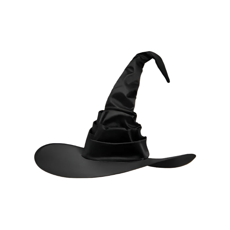 Black witch hat on a white background