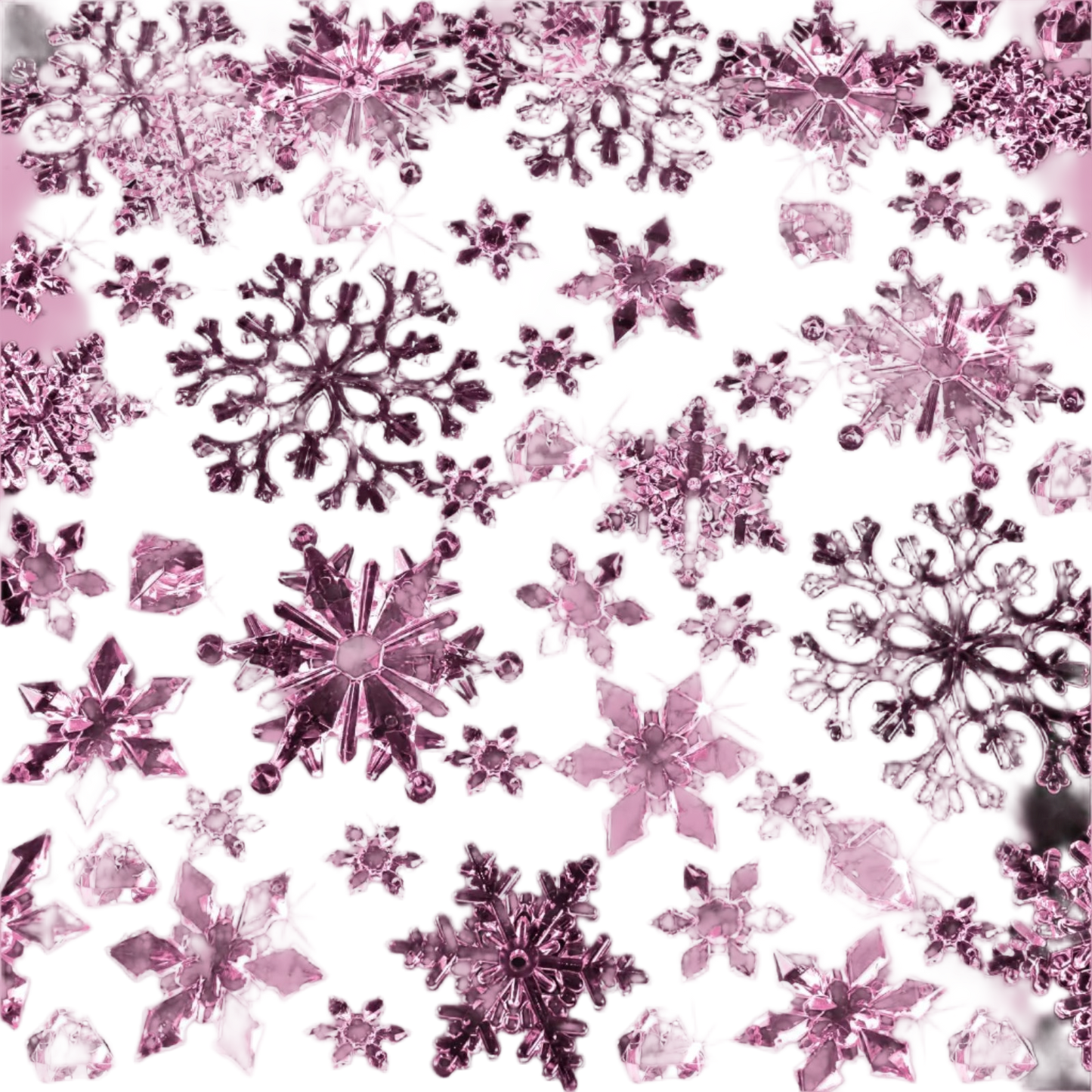 Pink snowflakes on a dark background