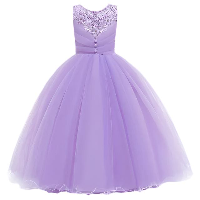 Lavender dress with beaded top on a white background