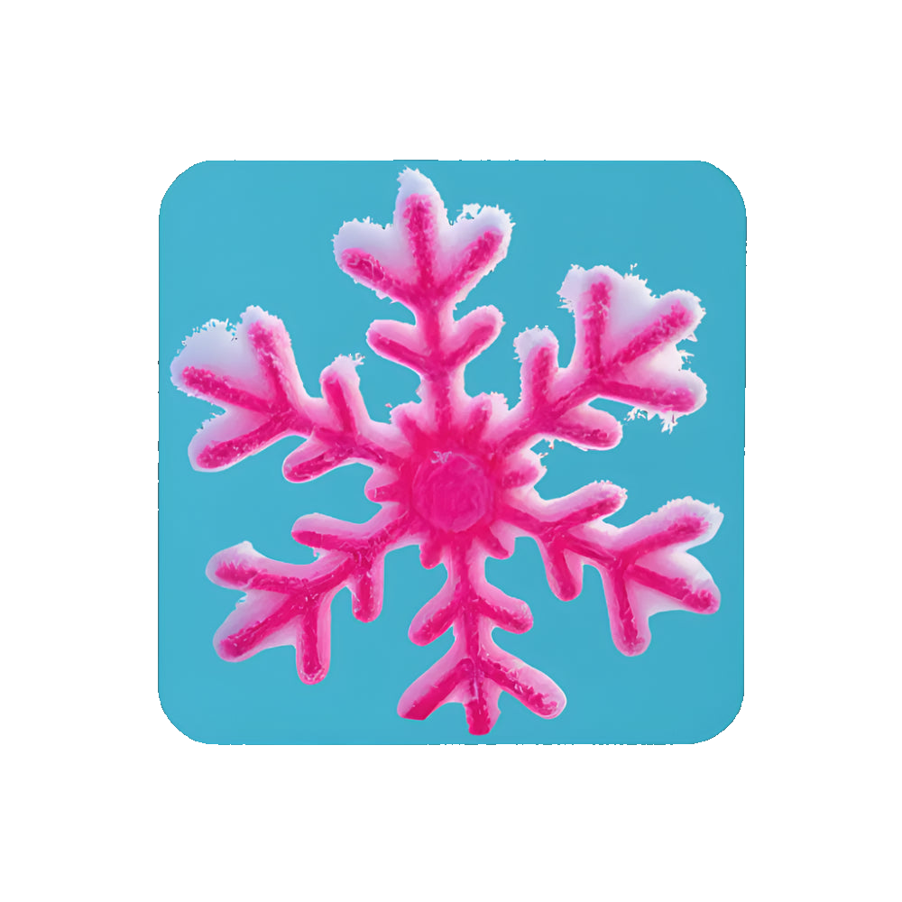 Pink snowflake on a blue background