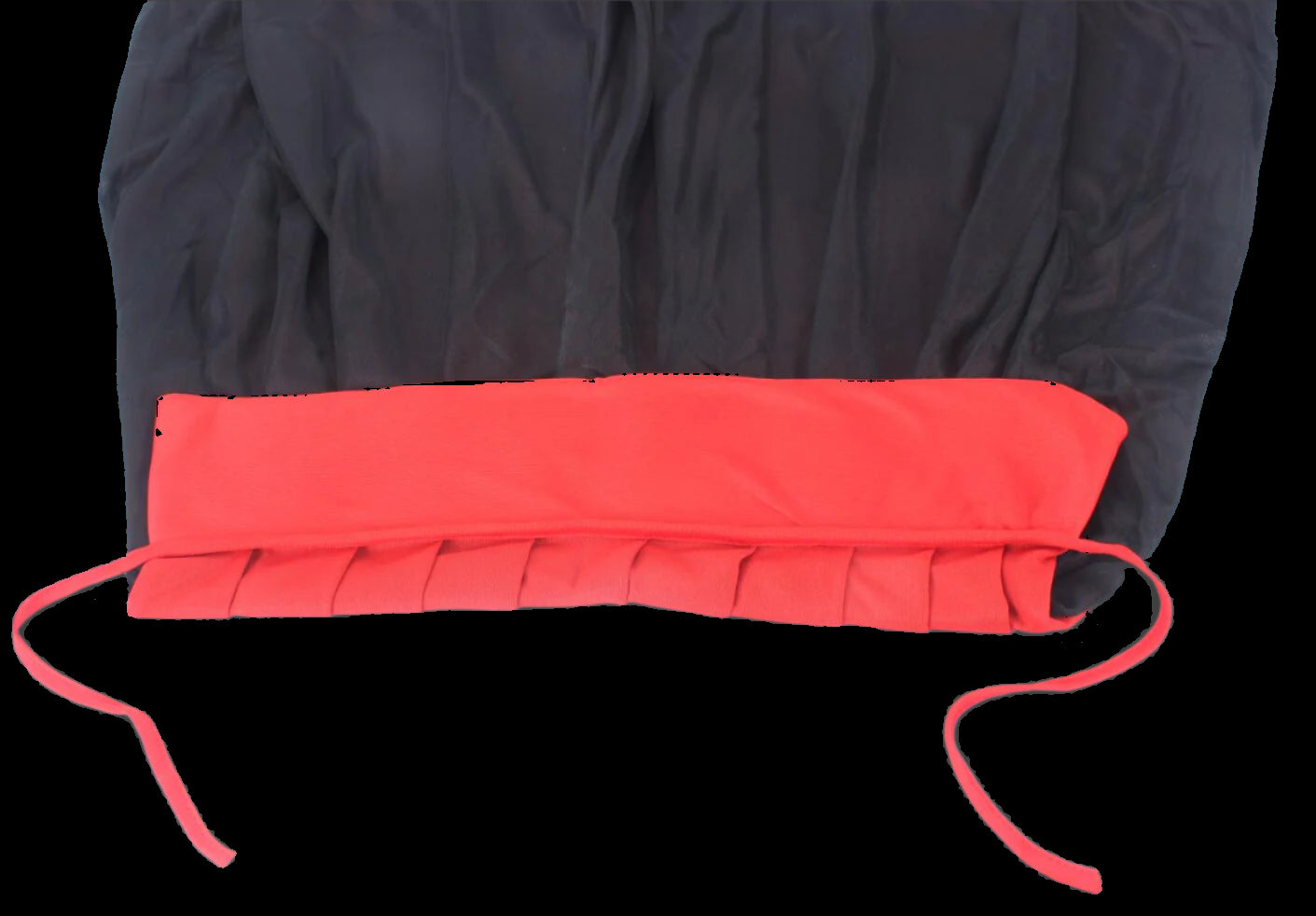 Black jacket with red interior and straps on a white background