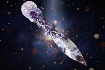 Magic Daggers Witchcraft Tools for Altar | Obsidian & Amethyst Crystal - Lucky Girl Gifts