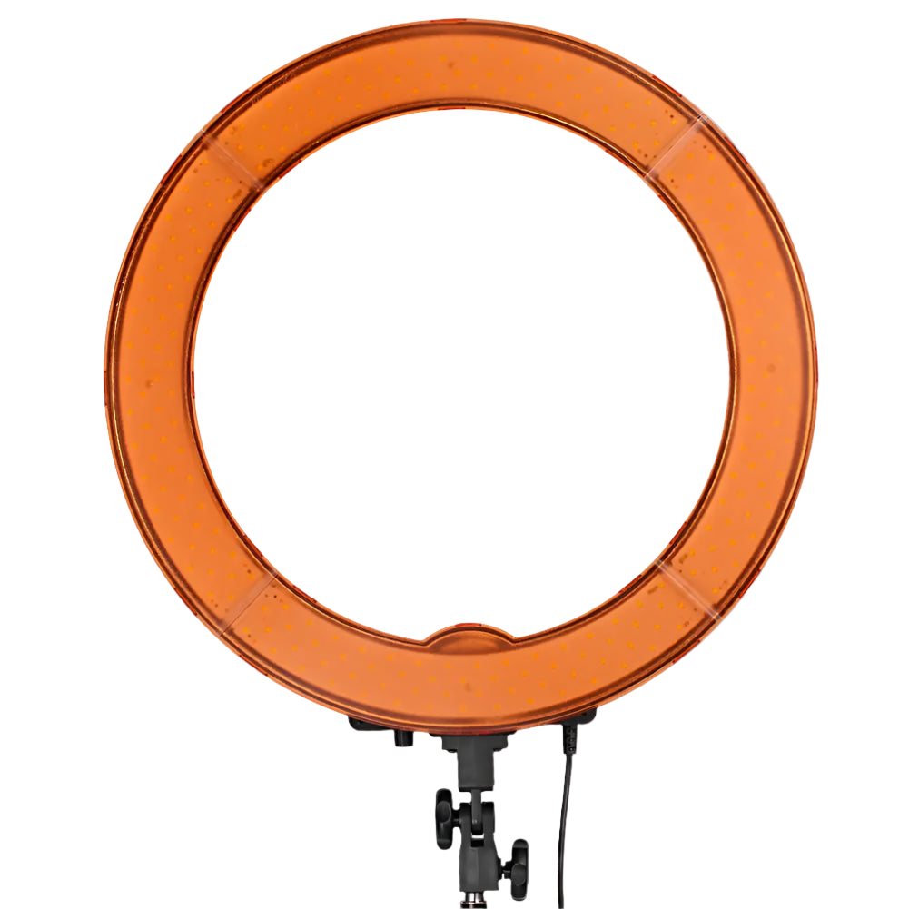 Orange ring light on a white background