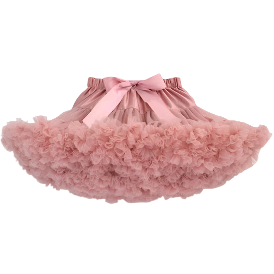 Pink tutu skirt with a bow on a white background