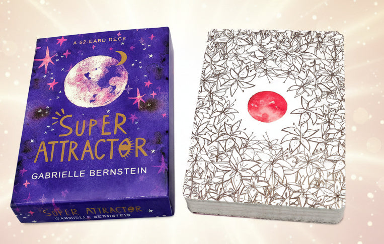 Two card decks, one purple and one with a floral design, on a white background with measurements indicated.