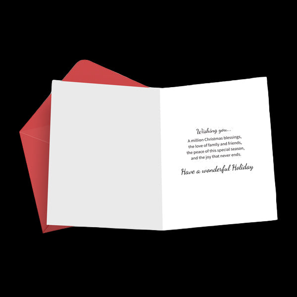 White greeting card with red envelope on a white background
